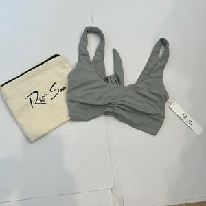 Riot Swim bikini top in cool gray “pico” style, xs, ruched, bandeau